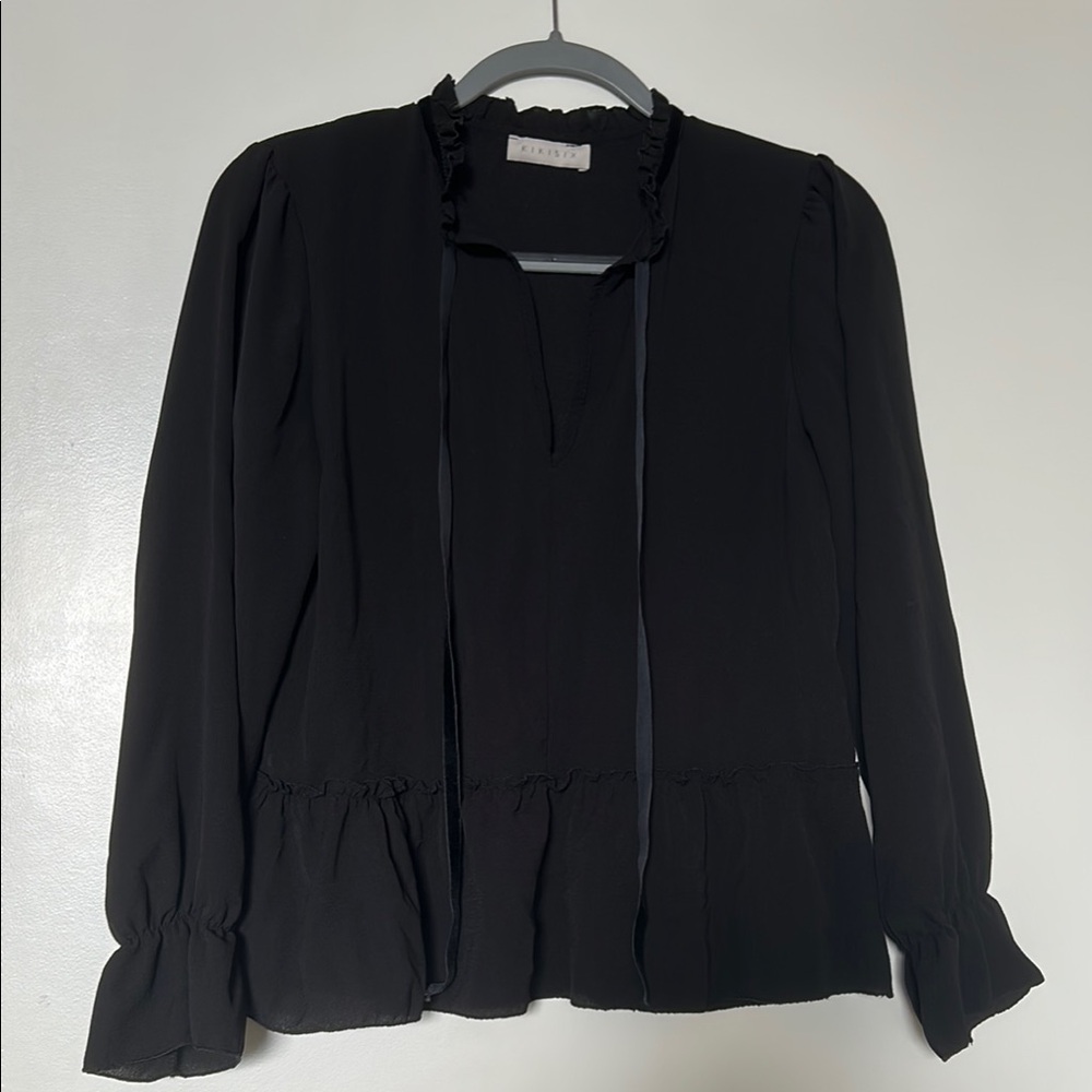 Black Ruffle Blouse